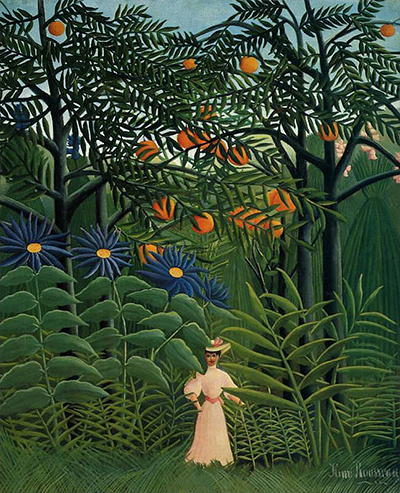 Woman Walking in an Exotic Forest Henri Rousseau